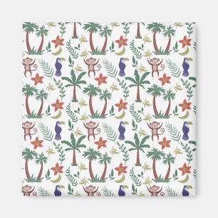 Tropical animals seamless pattern macaw and monkey magnet