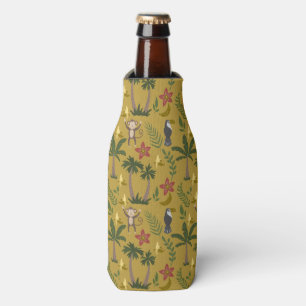 Tropical animals seamless pattern monkey , macaw bottle cooler