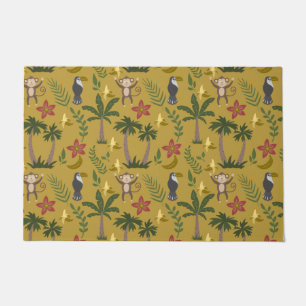 Tropical animals seamless pattern monkey , macaw doormat
