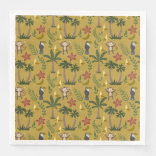 Tropical animals seamless pattern monkey , macaw napkin