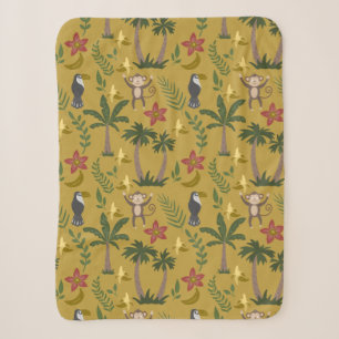 Tropical animals seamless pattern monkey , macaw sherpa blanket