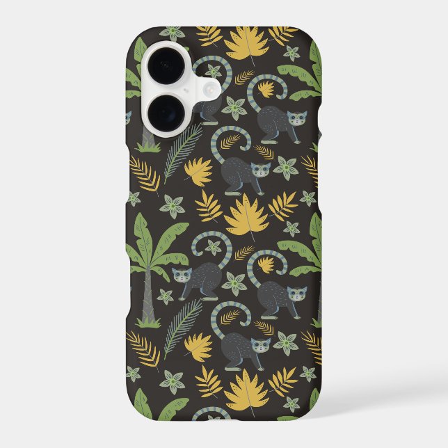 Tropical animals seamless pattern monkey palm tree (Back)