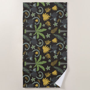 Tropical animals seamless pattern monkey palm tree beach towel