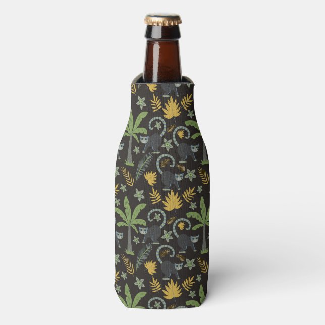 Tropical animals seamless pattern monkey palm tree bottle cooler (Bottle Front)