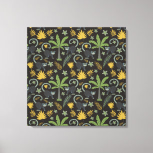 Tropical animals seamless pattern monkey palm tree canvas print