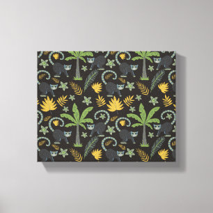 Tropical animals seamless pattern monkey palm tree canvas print