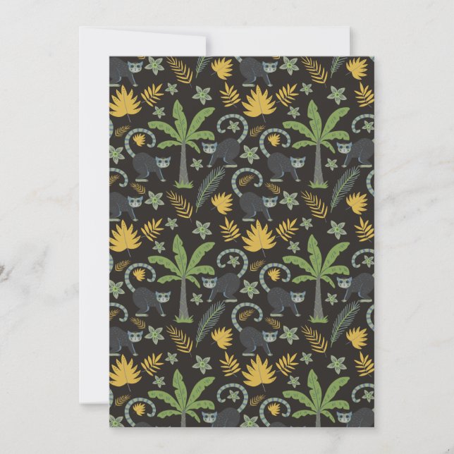 Tropical animals seamless pattern monkey palm tree card (Front)