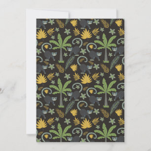 Tropical animals seamless pattern monkey palm tree card