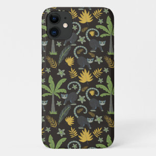 Tropical animals seamless pattern monkey palm tree iPhone 11 case