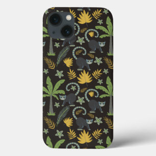 Tropical animals seamless pattern monkey palm tree iPhone 13 case
