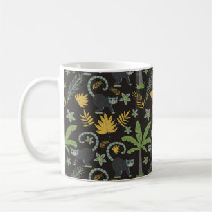 Tropical animals seamless pattern monkey palm tree coffee mug