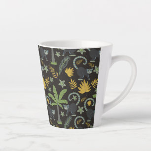 Tropical animals seamless pattern monkey palm tree latte mug
