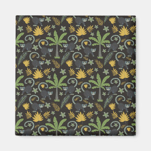 Tropical animals seamless pattern monkey palm tree magnet