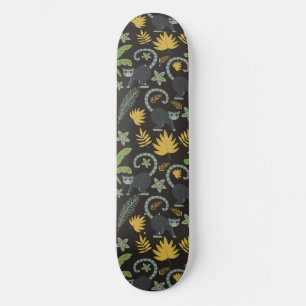 Tropical animals seamless pattern monkey palm tree skateboard