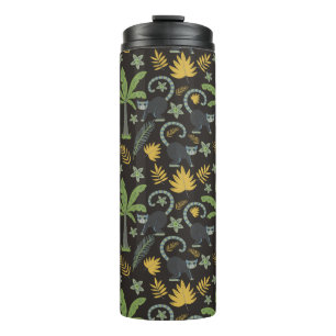 Tropical animals seamless pattern monkey palm tree thermal tumbler