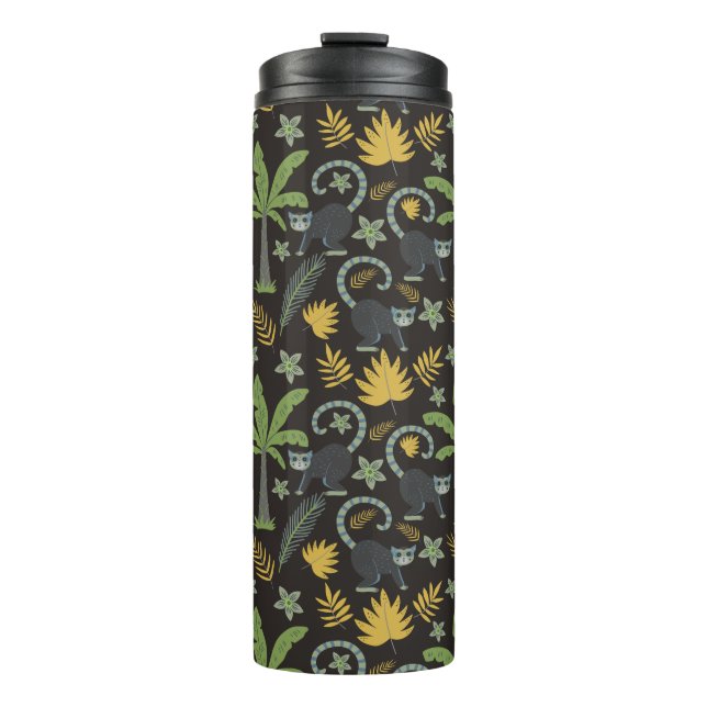 Tropical animals seamless pattern monkey palm tree thermal tumbler (Front)