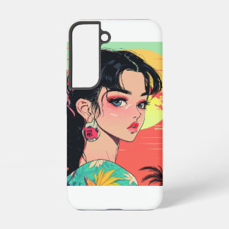Tropical Anime Sunset Girl Samsung Galaxy Case