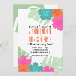tropical any WEDDING ANNIVERSARY luau invitation 1
