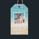 Tropical Aqua Beach Warm Wishes 2-Sided Photo Gift Tags<br><div class="desc">Our fun Sand is the New Snow design is one in a series of fun holiday designs. This version has space for a handwritten note on your printed gift tags. This retro-style photo gift tag features a cute hand-drawn palm tree icon, white handwriting, chalk-styled typography, and a fun sentiment --...</div>