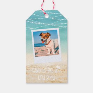 Tropical Aqua Beach Warm Wishes 2-Sided Photo Gift Tags