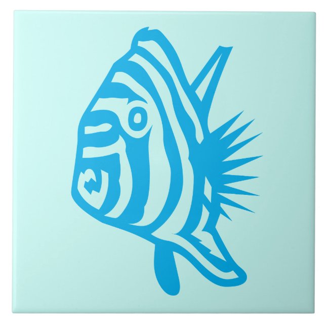 Tropical Aqua Fish Nautical Ceramic Tile (Front)