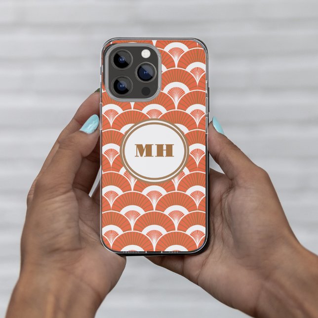  Tropical Art Deco Scalloped Fan Pattern Monogram  Case-Mate iPhone Case (Creator Uploaded)