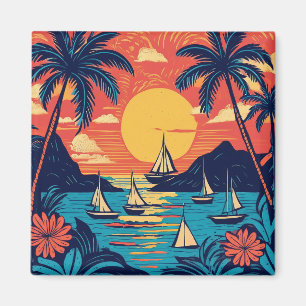 Tropical art magnet