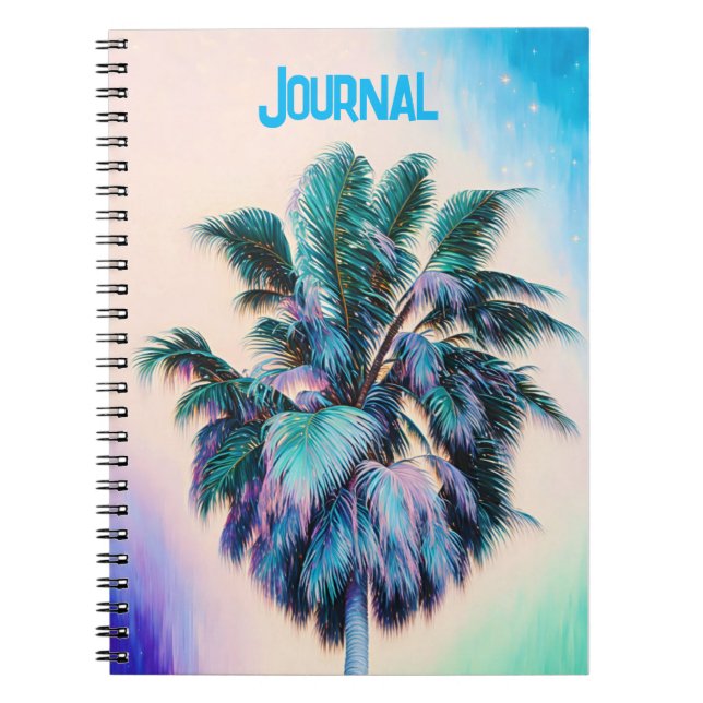 Tropical Art Palm Tree In Aqua Journal (Front)