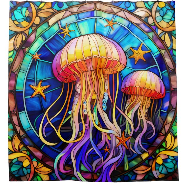 Tropical art  shower curtain (Front)