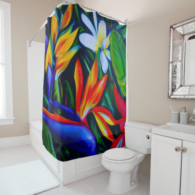 Tropical art  shower curtain (In Situ)