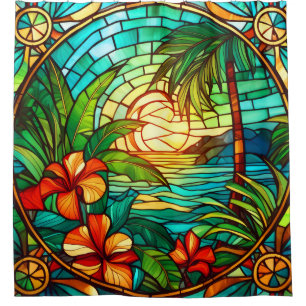 Tropical art  shower curtain