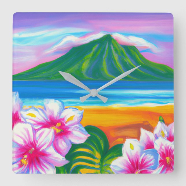 Tropical Art Wall clock (Front)