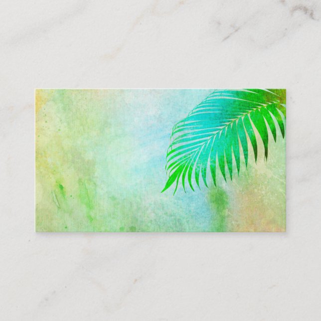 tropical art watercolor palm  leaf design business card (Front)