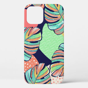Tropical Artwork: Multicolored Monstera Design iPhone 12 Case