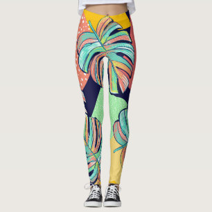 Tropical Artwork: Multicolored Monstera Design Leggings