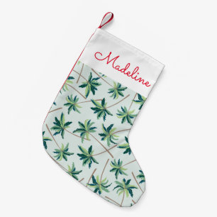 Tropical Australian Foxtail Palm Add Your Name Small Christmas Stocking