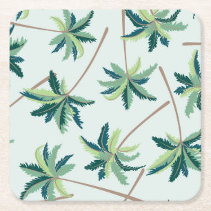 Tropical Australian Foxtail Palm Square Paper Coaster