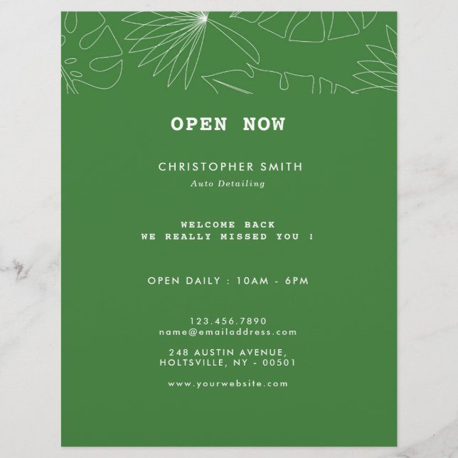 Tropical Auto Detailing Service Flyer (Front)