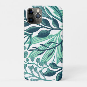 Tropical autumn blue leaves patterns iPhone 11 pro case