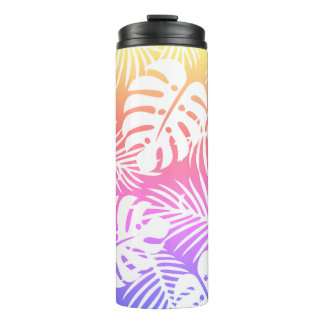 Tropical autumn, summer leaf watercolor patterns thermal tumbler