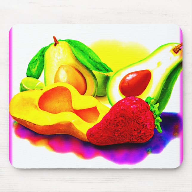 Tropical Avocado, Strawberry, and Mango. Buy Now Mouse Pad (Front)