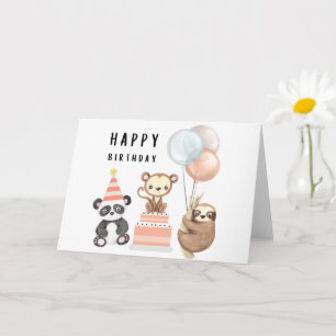 Tropical Baby Animal Birthday Card 