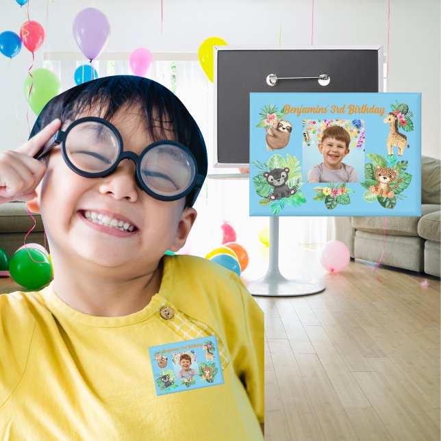 Tropical Baby Animals Button Kids Birthday Favour (Creator Uploaded)