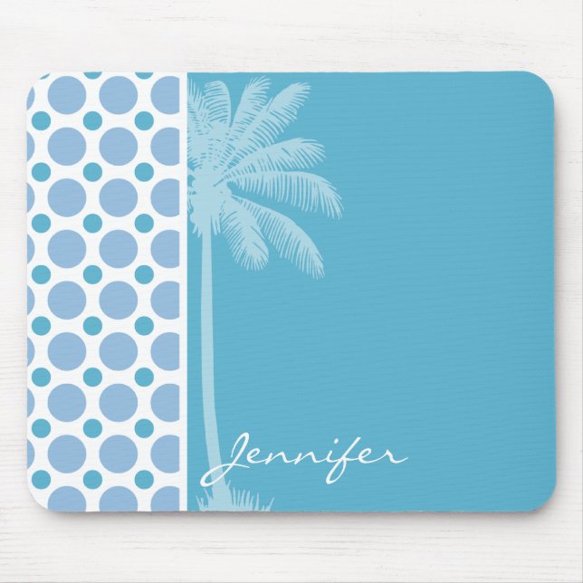 Tropical Baby Blue Polka Dots Mouse Pad (Front)