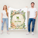 Tropical Baby Dinosaurs Custom Monogram Name Fleece Blanket<br><div class="desc">This unique design features a group of adorable baby dinosaurs and lush watercolor greenery. Personalise the blanket with your child's initial and name by clicking the "personalise" button.</div>