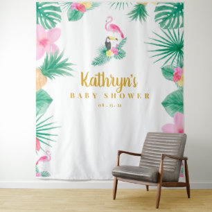 Tropical Baby Shower Backdrop, Photobooth Prop Tapestry