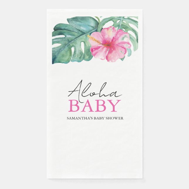Tropical Baby Shower Hibiscus Flower Napkin (Front)