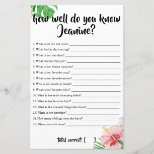 Tropical Baby Shower How Well Do You Know Mum