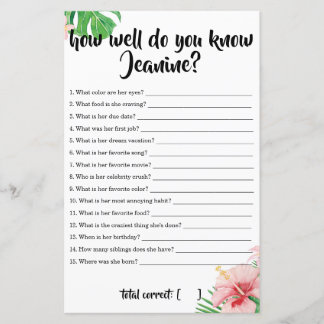 Tropical Baby Shower How Well Do You Know Mum