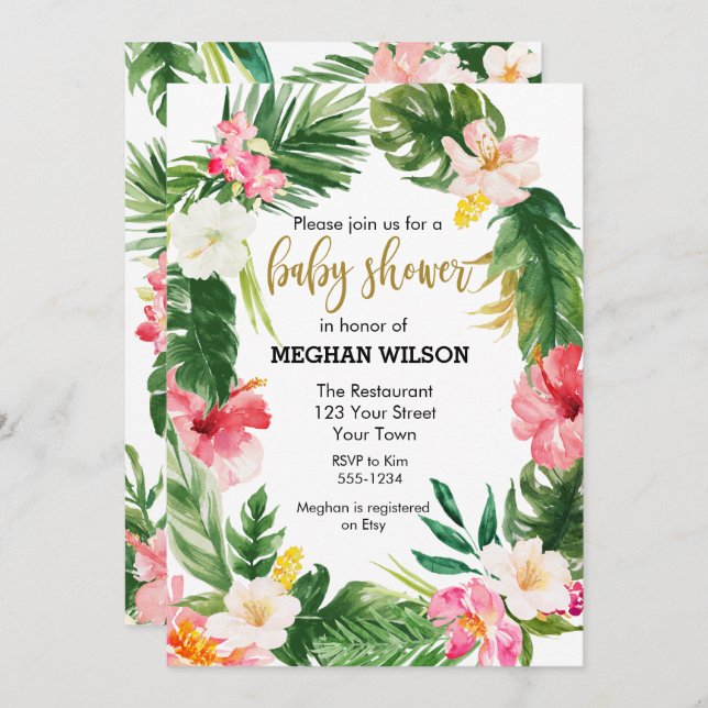 Tropical Baby Shower Invitation (Front/Back)
